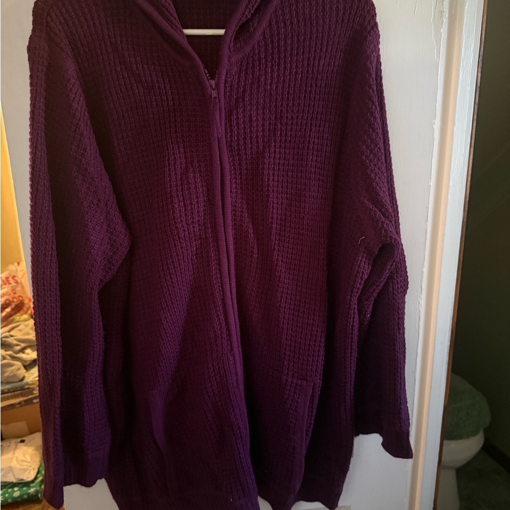 Roaman's Rich Purple Knit Sweater